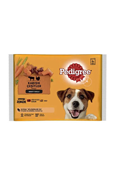 Pedigree Pouch Sığır Etli Kuzulu ve Hindili Yetişkin Köpek Konservesi 4x100 Gr