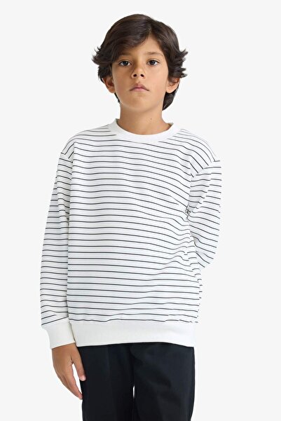 DeFacto Boy's Crew Neck Striped Sweatshirt G2555A825Au