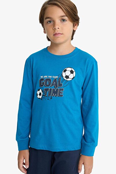 DeFacto Erkek Çocuk Pijama Takımı Baskılı Uzun Kollu Üst Uzun Alt G1985A825AU