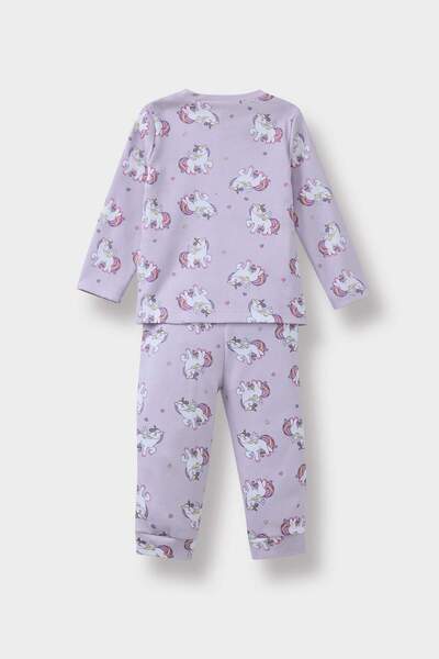 DeFacto Kız Bebek Pijama Takımı Unicorn Baskılı Uzun Kollu Üst Uzun Alt F0632A525AU