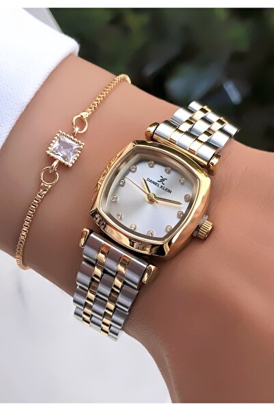 Daniel Klein Small Case Women's Watch with Steel Cord Bracelet Gift