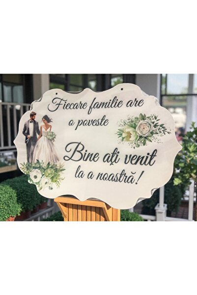 OEM Placuta Bine ati venit la povestea noastra, MARE, VERDE, 60x40cm, MDF