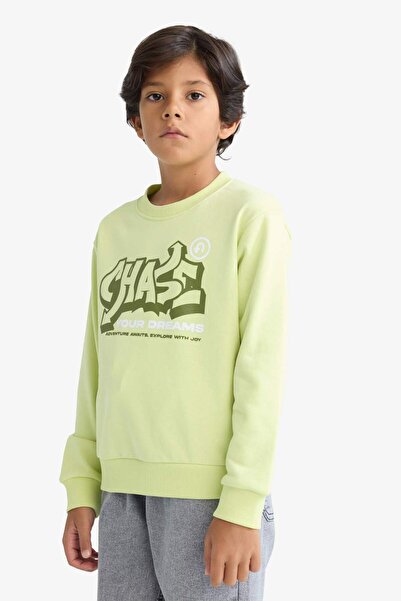 DeFacto Erkek Çocuk Bisiklet Yaka Baskılı Sweatshirt F2840A825AU