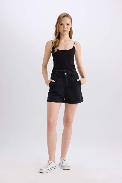 DeFacto Paperbag High Waist Folded Leg Jean Shorts E1153Ax25Sp