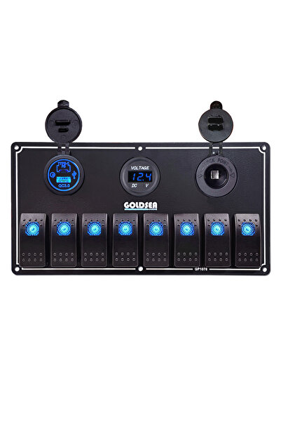 Somay Store Tekne Switch Panel 8 Anahtarusb Type-c Voltmetre Şarj Soketli 12-...