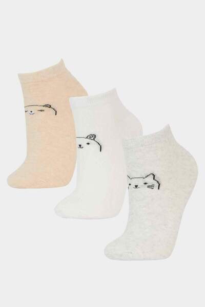 DeFacto Kadın 3'lü Pamuklu Patik Çorap F5616AXNS