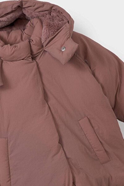DeFacto Baby Girl Hooded Puffer Coat with Pockets, Snap Fasteners and Zipper C5301A525Au