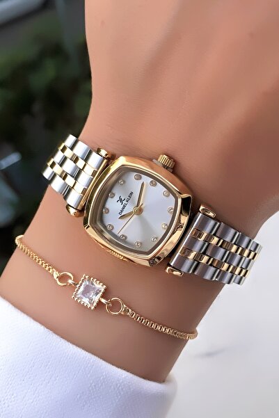 Daniel Klein Small Case Women's Watch with Steel Cord Bracelet Gift