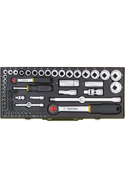 Proxxon 23040 1/4-1/2’’ Cırcır Kollu 56 Parçalı Lokma ve Bits Takımı