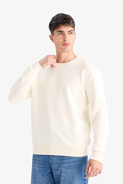 DeFacto Regular Fit Bisiklet Yaka Basic Düz Kalın Sweatshirt T3777AZ25AU