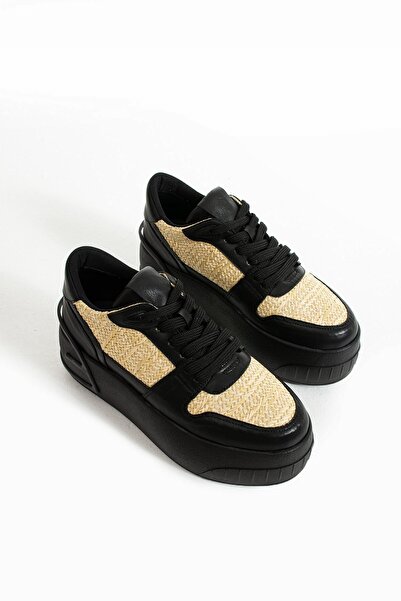 Seniorah Lanes Black Women's Sports Shoes - Straw Skin