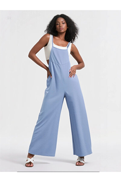 hazelin Γυναικεία φόρμα κηπουρικής με ρυθμιζόμενο λουράκι Ice Blue με φαρδιά τσέπη HZL22S-BD 170191