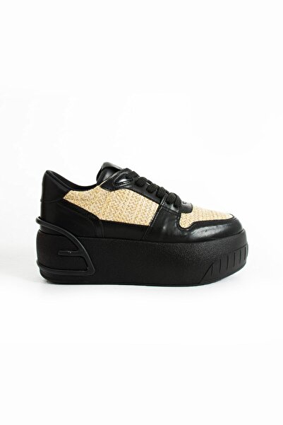 Seniorah Lanes Black Women's Sports Shoes - Straw Skin