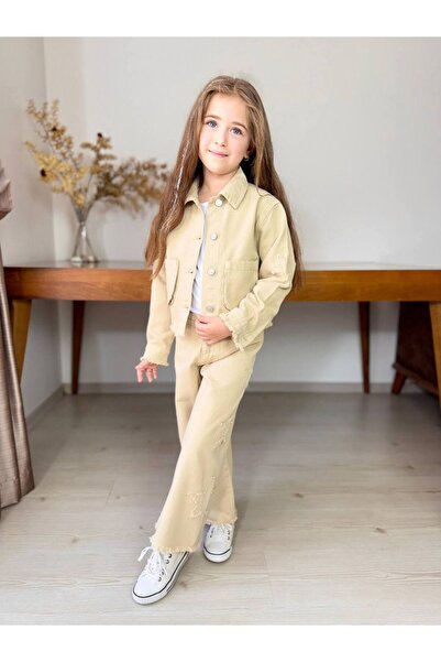 Esprix Kids Çocuk Gabardin Pantolon ve Ceket Yıldız Detaylı Kız Çocuk Takım