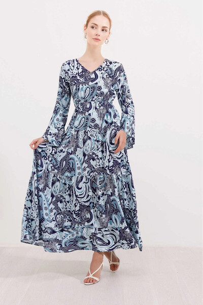 hazelin Жіноча сукня з турецьким візерунком, з еластичною талією, довга літня...