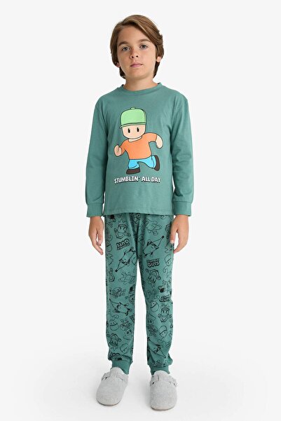 DeFacto Erkek Çocuk Stumble Guys Pijama Takımı Uzun Kollu Üst Uzun Alt F5176A825AU