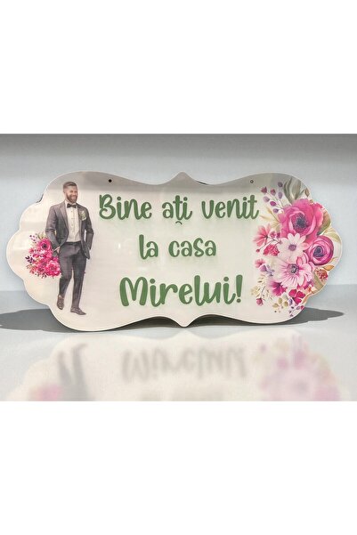 OEM Placuta Bine ati venit la casa Mirelui, ROZ, 67x31cm, MDF