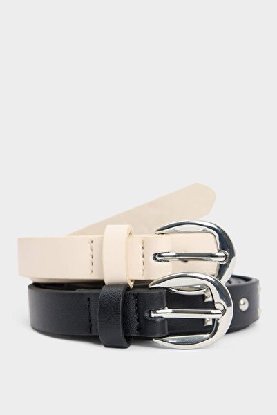 DeFacto Women's Faux Leather 2-Piece Casual Belt F3360Axns