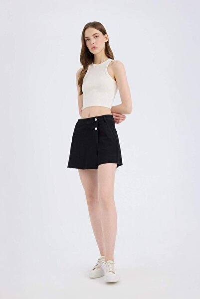 DeFacto Yüksek Bel Jean Şort Etek E0561AX25SM
