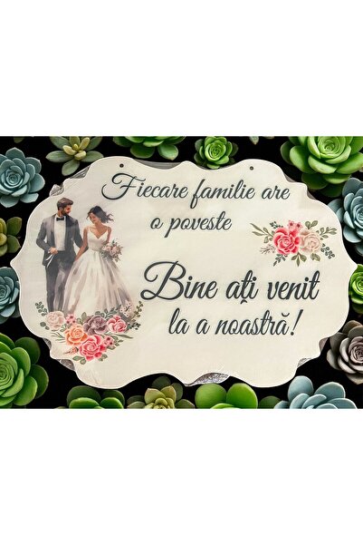 OEM Placuta Bine ati venit la povestea noastra, ROZ, 60x40cm, MDF