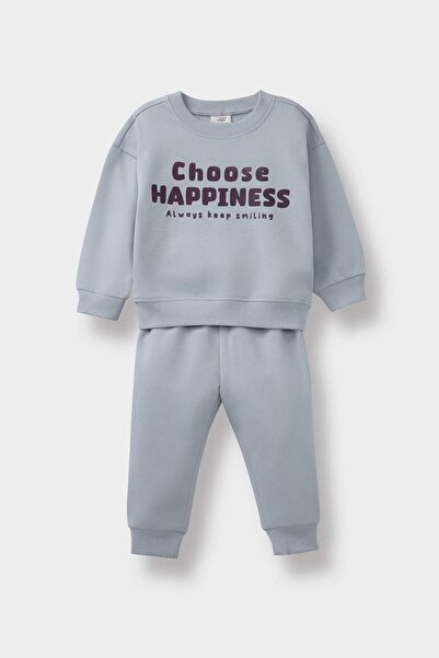 DeFacto Erkek Bebek 2'li Takım Baskılı Sweatshirt Eşofman Altı E8985A525AU