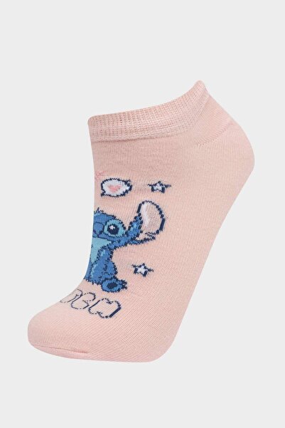 DeFacto Kız Çocuk Disney Lilo & Stitch 3'lü Pamuklu Patik Çorap F1331A8NS