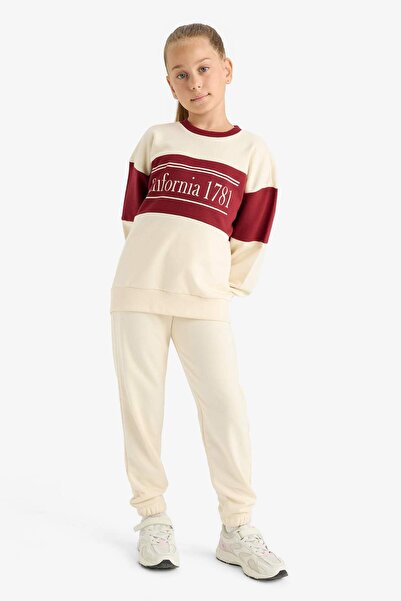 DeFacto Girl's 2 Piece Set Printed Sweatshirt Sweatpants E6418A825Au
