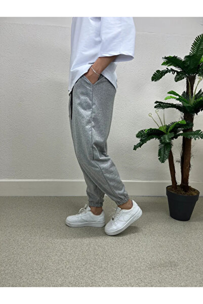 hazelin Чоловічі світло-сірі штани-джоггери з еластичним поясом і штанинами, ...