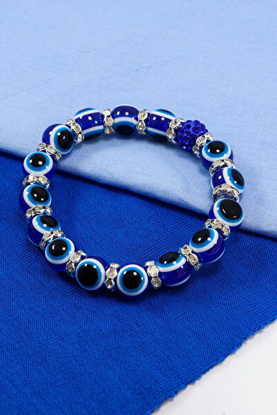 biuti Handmade Navy Blue Glass Evil Eye Beaded Bracelet, Gift Evil Eye Beaded...
