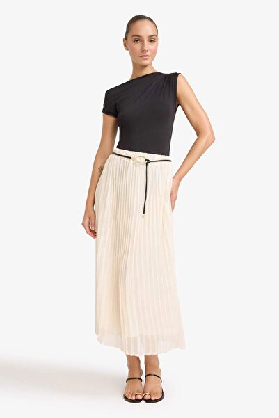 DeFacto Regular Fit Yüksek Bel Şifon Midi Etek F9236AX25AU