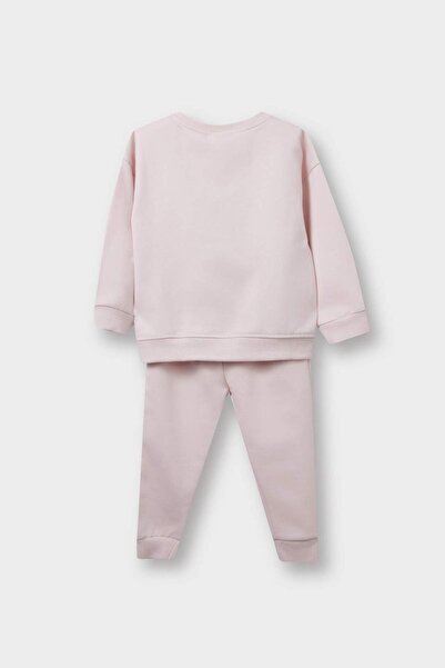 DeFacto Kız Bebek 2'li Takım Unicorn Baskılı İçi Yumuşak Tüylü Sweatshirt Eşofman Altı F0541A525WN