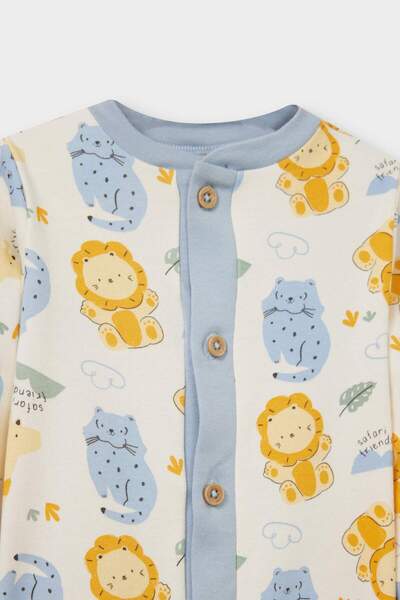 DeFacto Baby Boy Newborn Safari Printed Long Sleeve Romper F2209A525Au