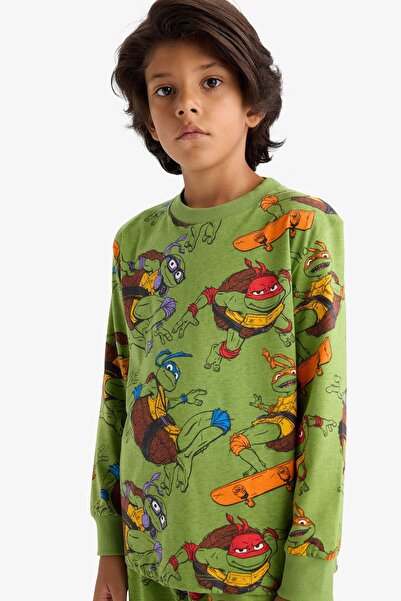 DeFacto Erkek Çocuk Teenage Mutant Ninja Turtles:Mutant Mayhem Pijama Takımı Uzun Kollu Üst uzun Alt F3407A8
