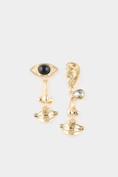 DeFacto Women's Evil Eye Themed Gold Earrings G0174Axns
