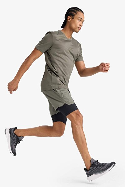 DeFacto DeFactoFit Slim Fit Dar Kesim Sporcu İçi Taytlı Dokuma Şort F0010AX25AU