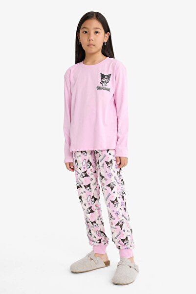 DeFacto Girl's Kuromi Pajamas Set Long Sleeve Top Long Bottom F7358A825Au