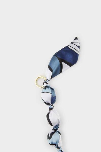 DeFacto Women's Satin Ribbon Gold Charm Keychain F6964Axns