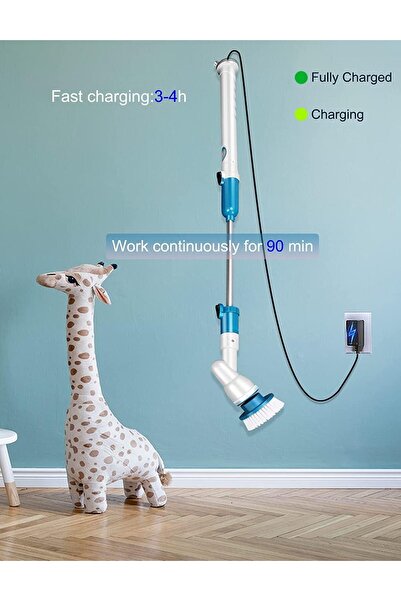 Arabest مكنسة كهربائية دوارة، مكنسة أحواض وبلاط مطورة لاسلكية 360 درجة، منظف أسطح فائق القوة مع