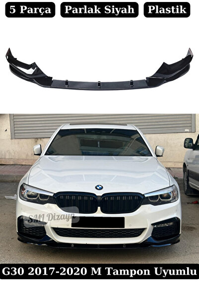 SML Dizayn Bmw G30 Ön Lip Karlık 2017-2020 M Tampon uyumlu 5 Parça Parlak Siy...