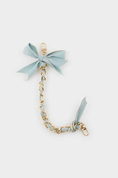 DeFacto Women's Blue Ribbon Gold Charm Keychain F6963Axns