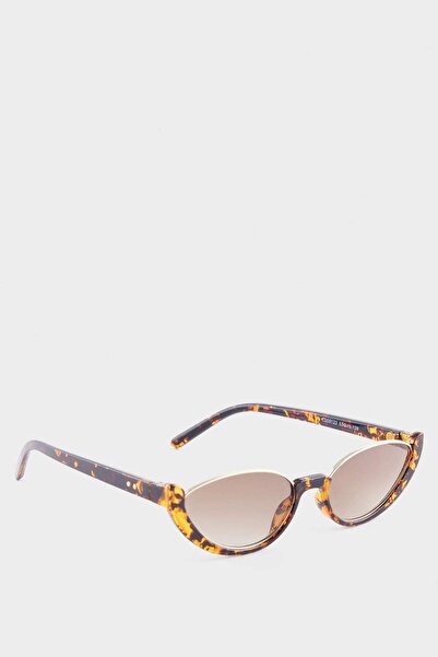 DeFacto Dcey X Women's Cat Eye Shaped Leopard Sunglasses F9828Axns