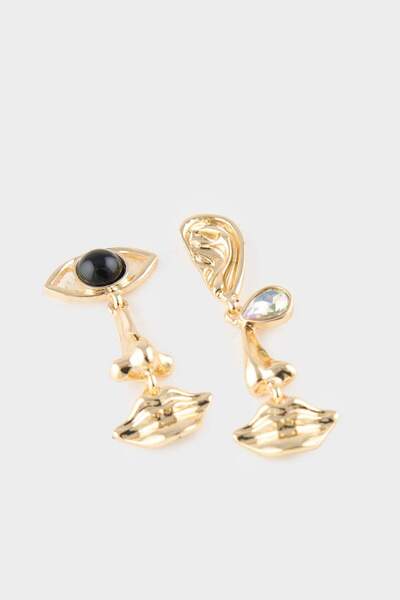 DeFacto Women's Evil Eye Themed Gold Earrings G0174Axns
