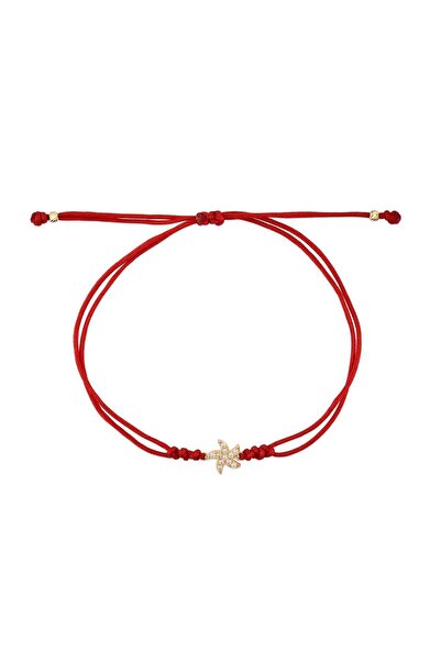 Piano Jewellery Motto Altın Taşlı Deniz Yıldızı Ipli Bileklik