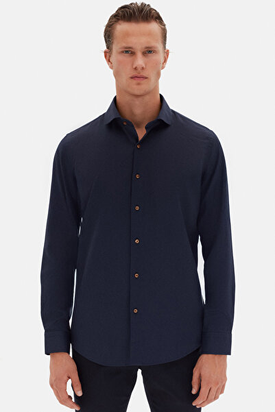D'S Damat Ds Damat Slim Fit Синій італійський комір з рукавами, довгі рукави, легко прасується, дихаючий, чотири
