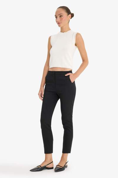 DeFacto Carrot Fit Çift Cepli Yüksek Bel Dar Paça Standart Boy Twill Pantolon F9763AX25WN