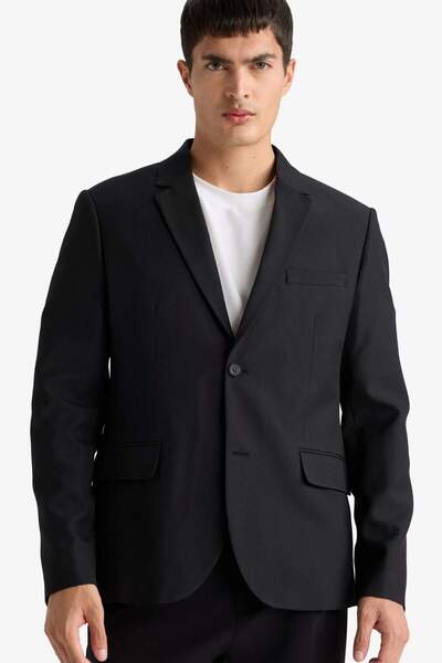 DeFacto Slim Fit Slim Fit Twill Buttoned Blazer Jacket F7232Ax25Au