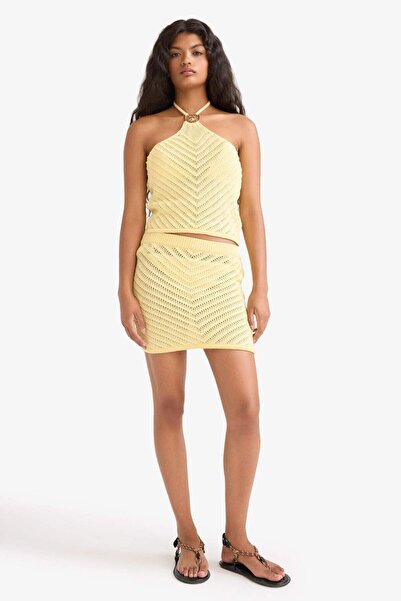 DeFacto Slim Fit Crochet Tank Top with Halter Neck and Buckle Detail G1193Ax25Hs