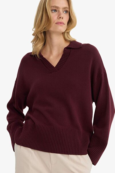 DeFacto Oversize Wide Fit Polo Neck Knitwear Sweater F9126Ax25Wn