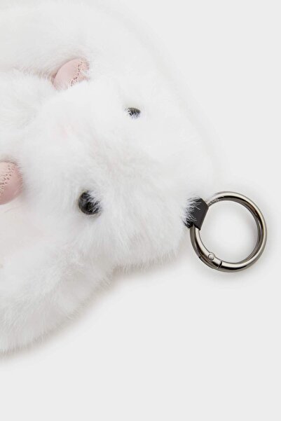 DeFacto Women's White Rabbit Charm Keychain F6894Axns