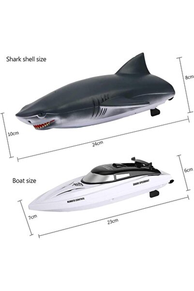 fulina لعبة سمكة قرش تعمل بالتحكم عن بعد، قارب تحكم عن بعد على شكل سمكة قرش RC لعبة 2 في 1، سمكة قرش كهربائية للأطفال